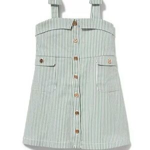 Like New, Janie and Jack Palm Green Stripe Dress, Size 7